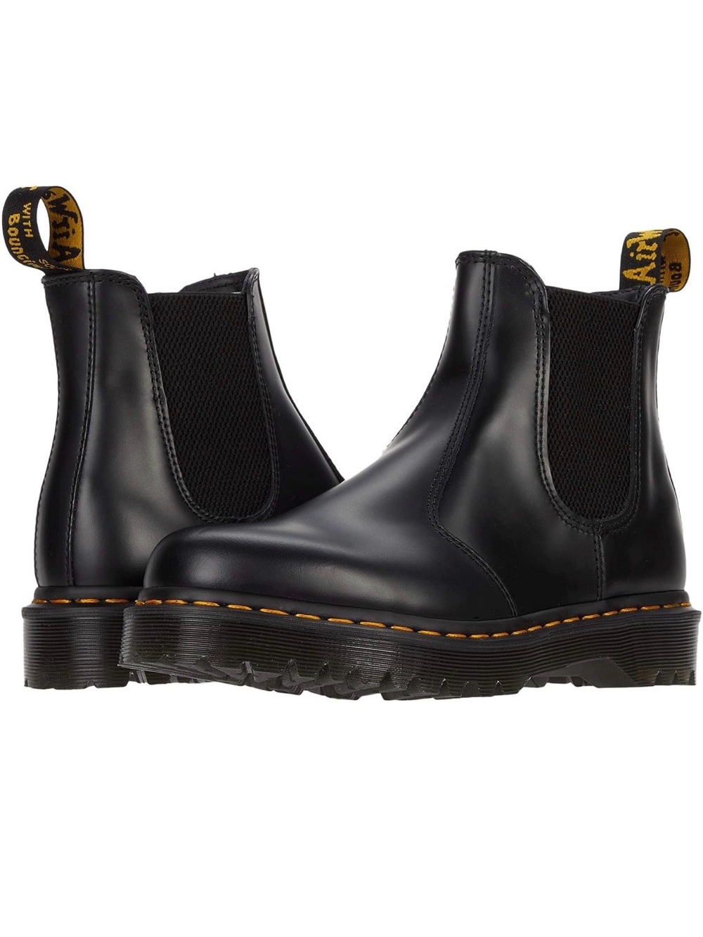 Dr. Martens Women's Black Chelsea Boots with Yellow Stitching W9/M8